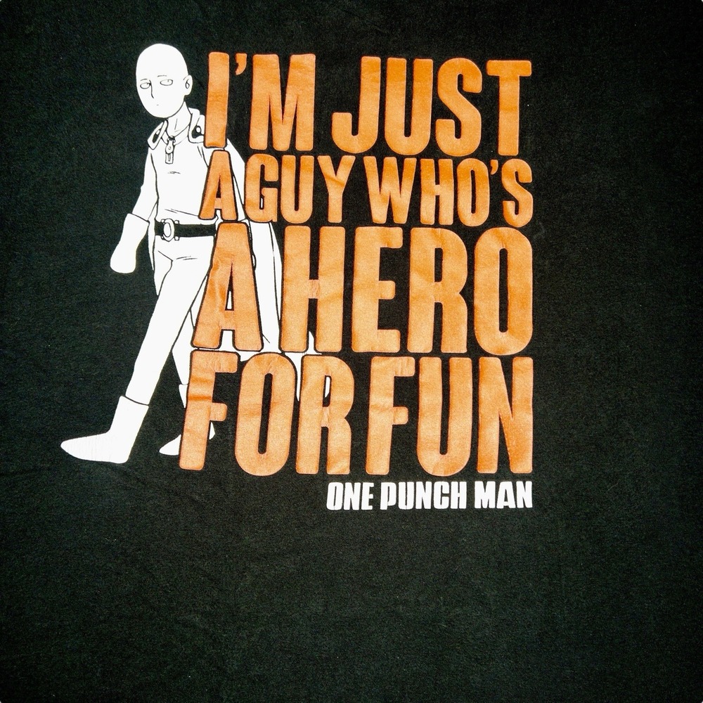 One Punch‎ Man a Hero For Fun T-shirt 100% Cotton Black Mens Unisex Size XL